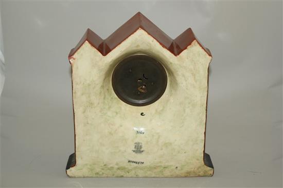 Frederick Rhead for Foley. An Intarsio ware mantel clock, c.1900 29cm, slight restoration